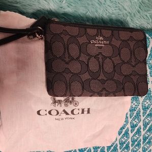 COACH Logo Jacquard Fabric Wristlet